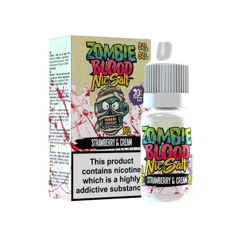 Strawberry &amp; Cream Nic Salt E-Liquid by Zombie Blood 10ml - ECIGSTOREUK